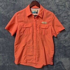 Magellan Outdoors Fishing Gear Shirt Womens Medium Coral Orange Short Sleeve